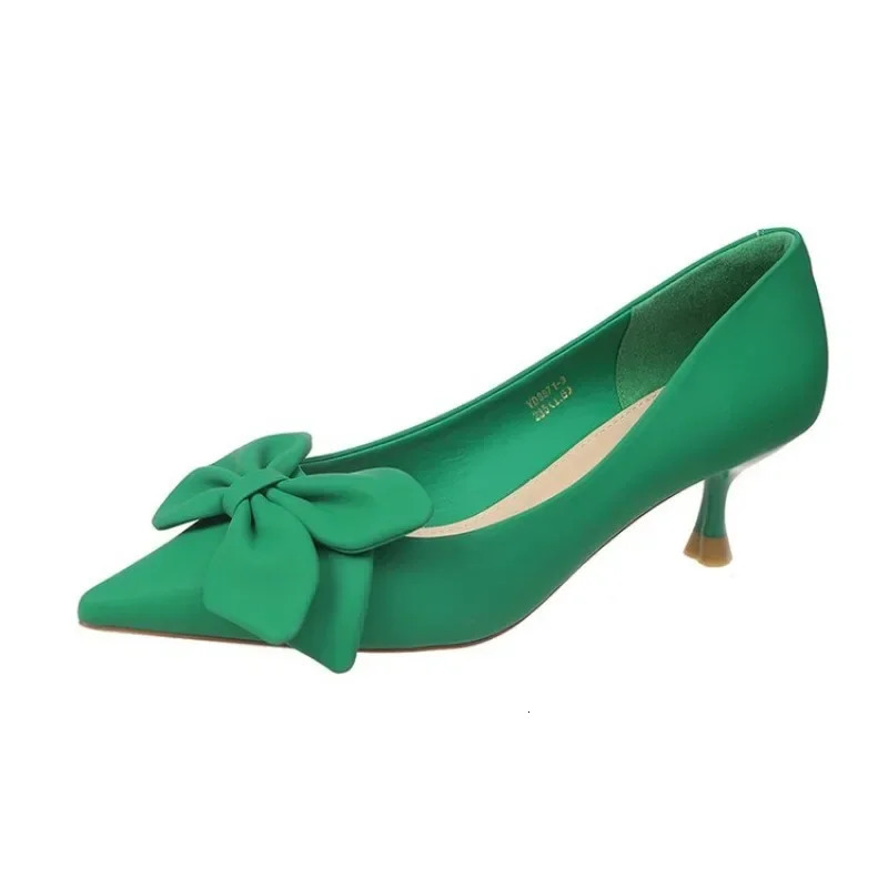 Bow-knot Womens Pumps Fashion Slip-on High Heels Sexy Pointed Office Shoes Solid Color Shoes Modern Party Dress Pumps 241014