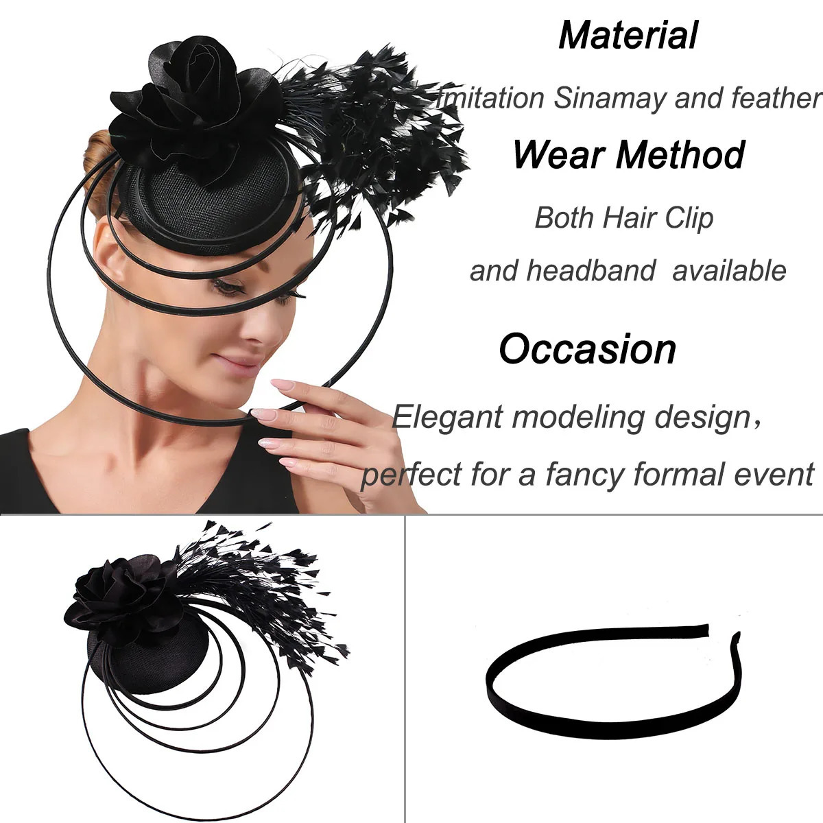 beige competition occasion charm hat bow bride wedding church hat womens beautiful fancy cocktail party base multi-color 241011