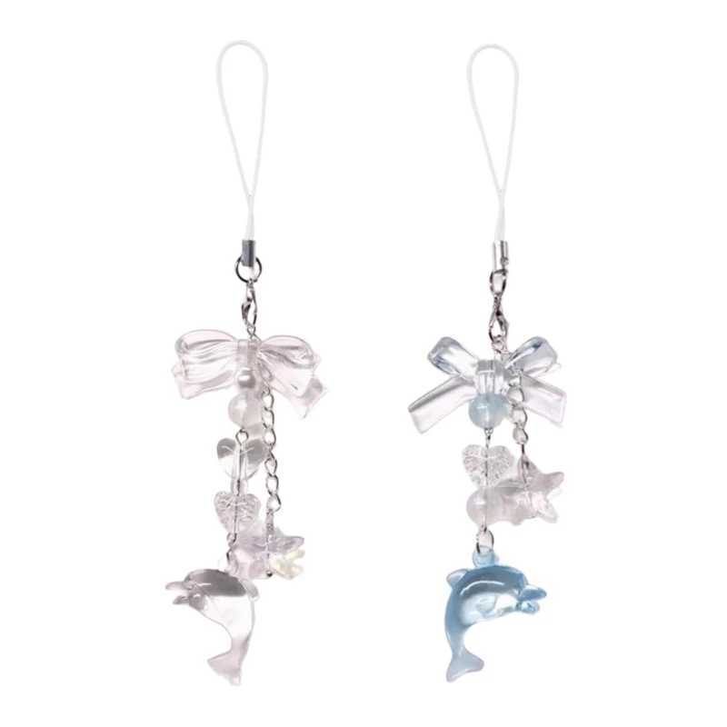 Fashion keychain dolphin bag pendant unique and elegant keychain accessories mobile phone charm gift wallet backpack Y241014