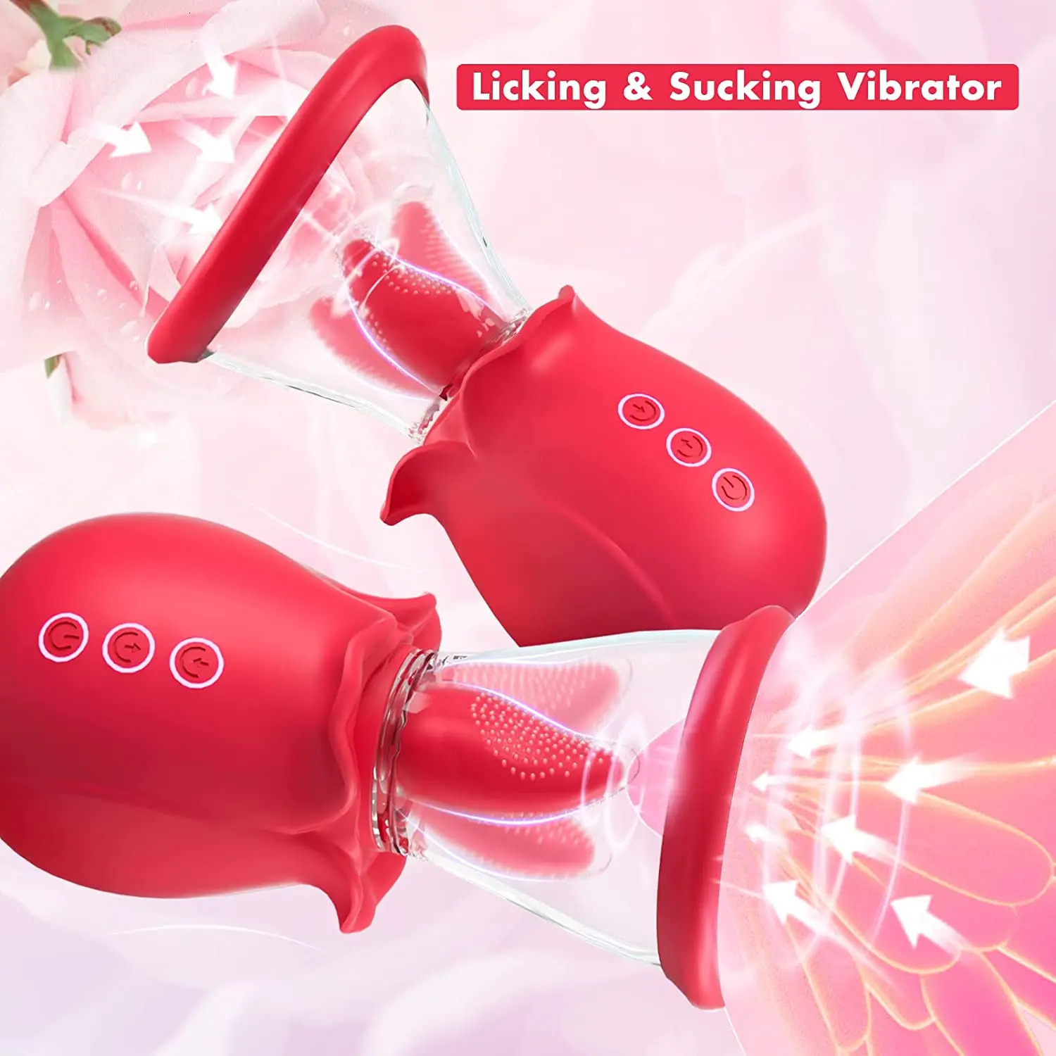 LICKLIP Rose Vibrators with Suction Cups Nipple Sucking Sex Toys for Woman G-Spot Tongue Licking Clitoris Stimulator Adult Gift 241014