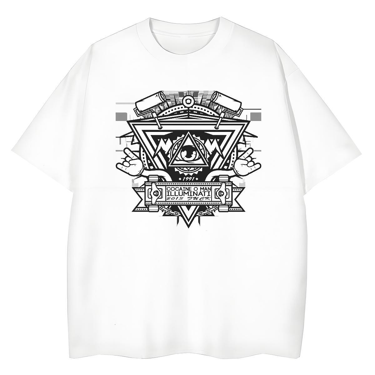 Stylist Women T Shirts 230g Pure Cotton Short Sleeve O-Neck Casual eye of the devil Unisex Tshirts Brand Cartoon Print Tees Shirts