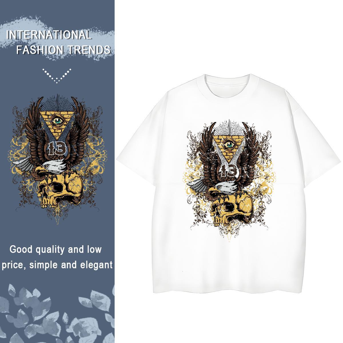 Factory Direct Women T Shirts 230g 100% Cotton O-Neck Short Sleeve Daily Outfit skull Lady T shirt Nice Cartoon Print Tops Shirt