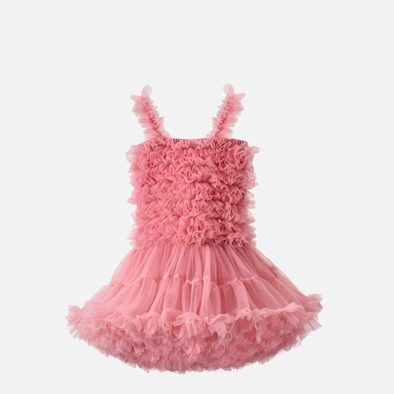 Sweet Baby Girl Clothes Quality Fabric Solid Colour Halter Fluffy Mesh Cake Frock Cute Baby Dress Birthday Princess TuTu Dress 241014
