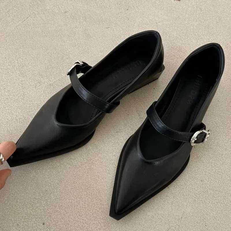 Women Spring Leather Pumps Fashion Pointed Toe Mary Janes Shoes Solid Color Womens Lace Up Low Heels Shoes Zapatos MujerLX241014