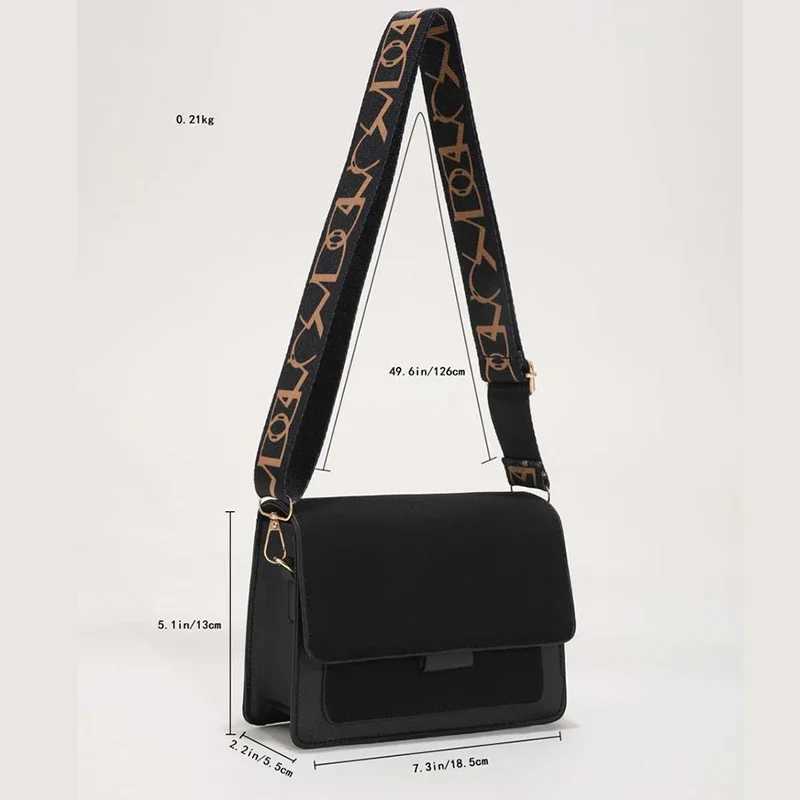 Wide shoulder strap shoulder bag flip cover small cross body womens simple classic handbag M241014
