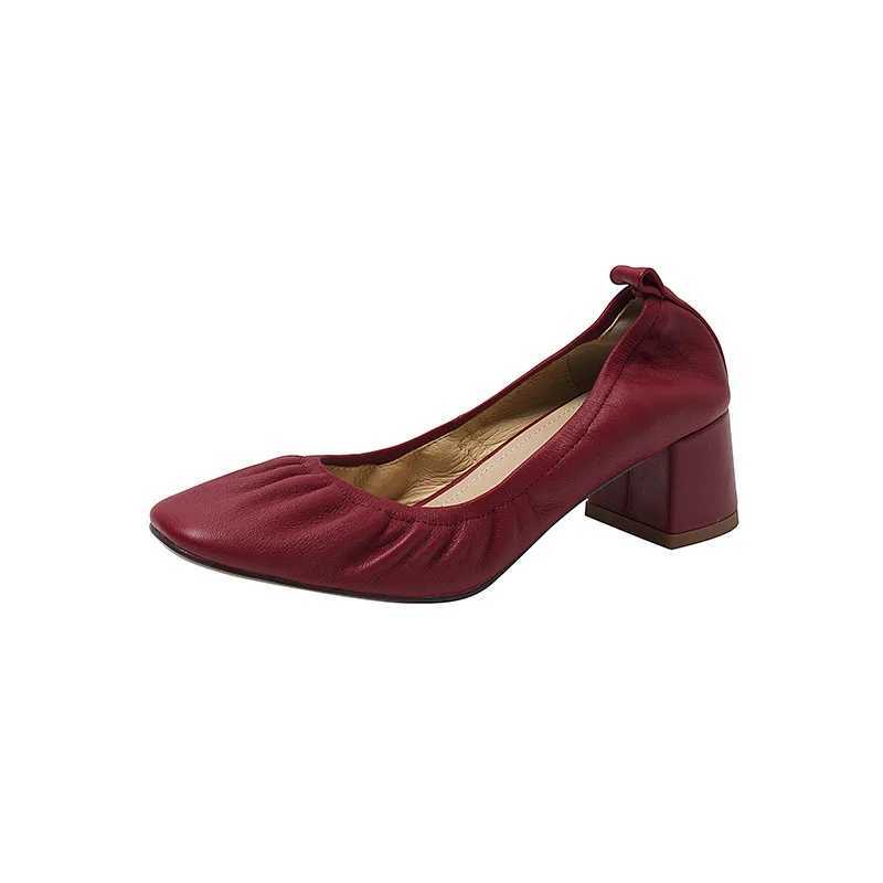Women Oxford Shoes Vintage Pumps Mid Heels Square Toe Pumps Slip on Sewing High Heels Boat Shoes Elegant Dress ShoesLX241014