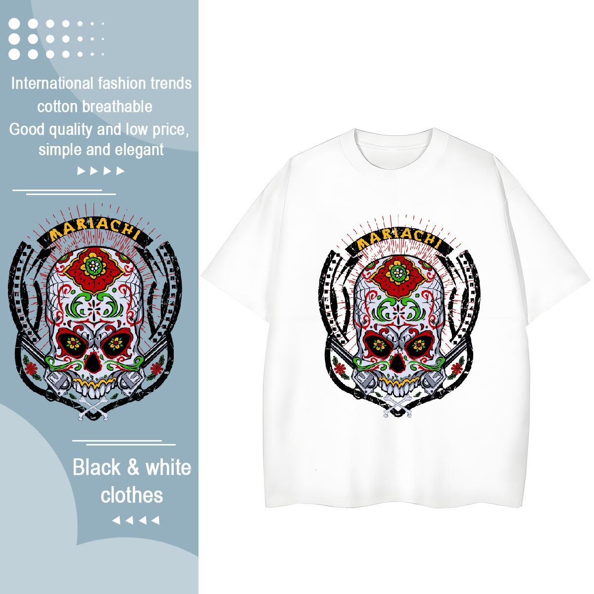 TOP Quality T Shirt For Woman 100% Cotton 230g Short Sleeve O-Neck Hip Hop Street skull Womens Tshirts Lady Custom Printing Clothes Shirt