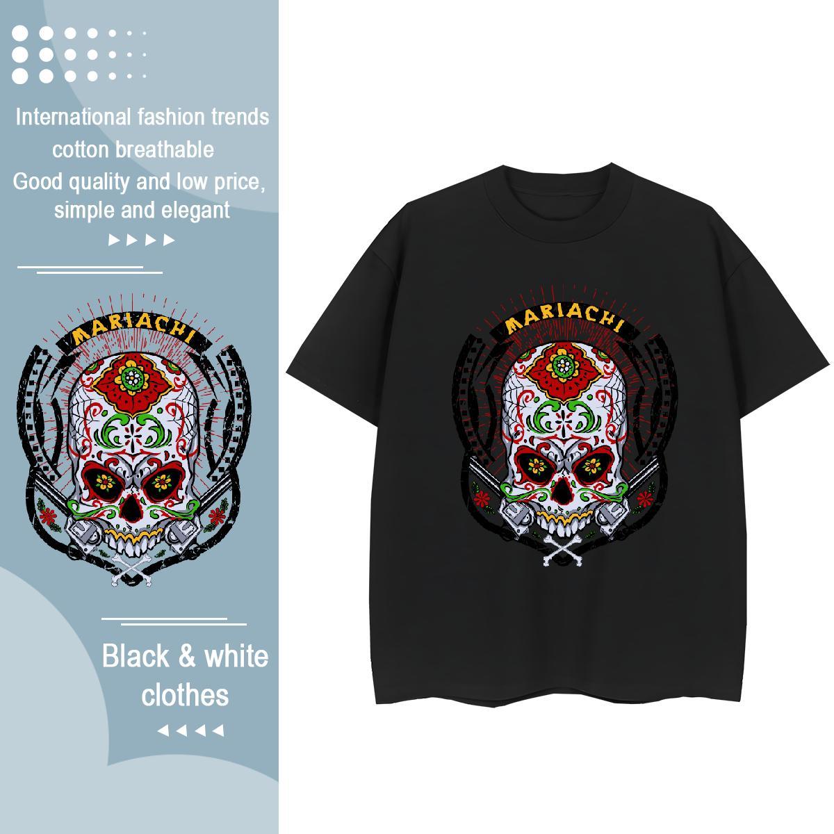 TOP Quality T Shirt For Woman 100% Cotton 230g Short Sleeve O-Neck Hip Hop Street skull Womens Tshirts Lady Custom Printing Clothes Shirt