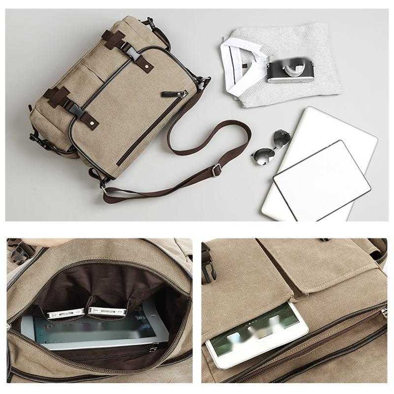 Postman bag men's canvas single shoulder crossbody Korean version student bag backpack trendy cross shoulder small backpack 241015