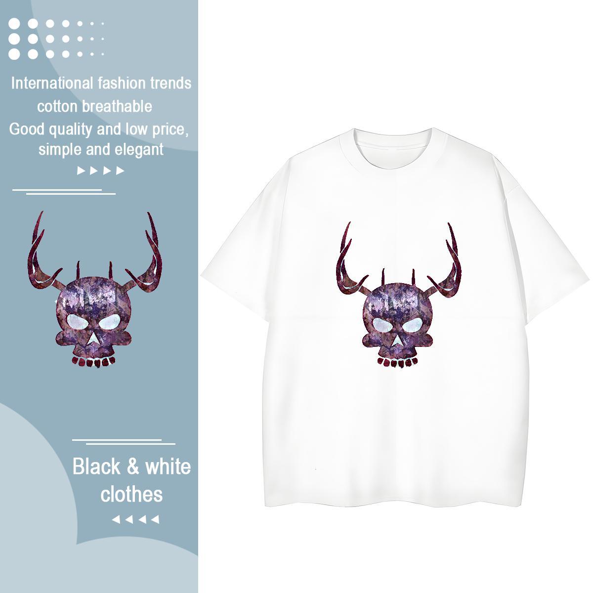 2024 DIY Womens T Shirts 100% Cotton 230g Short Sleeve O-Neck Summer Casual skull Women Tshirts Lady Customized Print Tee Shirt