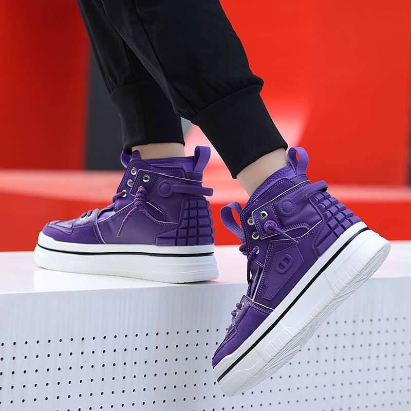 INS Style Purple Men's Skateboard Streetwear High Top Platform Sneakers Fashion Lace-up Outdoor Men Skate Board Shoes