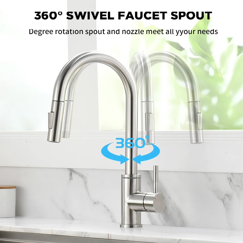 Intelligent touch black kitchen LED faucet crane for sensor kitchen faucet sink rotation touch faucet mixer faucet KH-1067 240925