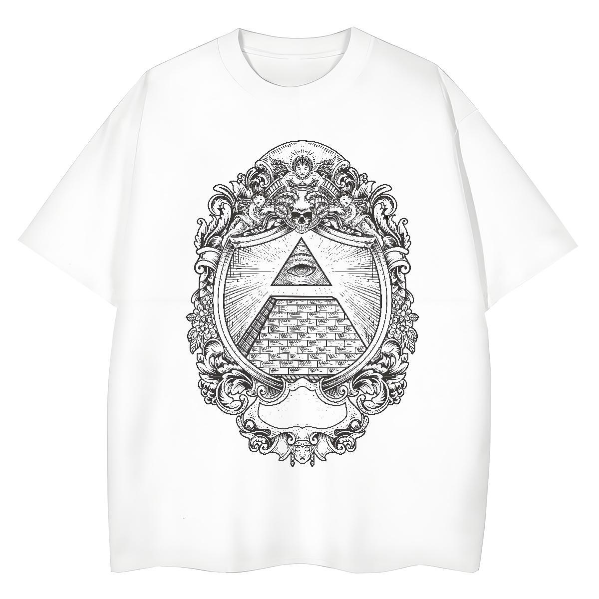 Fashion Womens T Shirts 230g 100% Cotton Breathable Short Sleeve Street Casual eye of the devil Couples T Shirts Loose Customized Top Tees