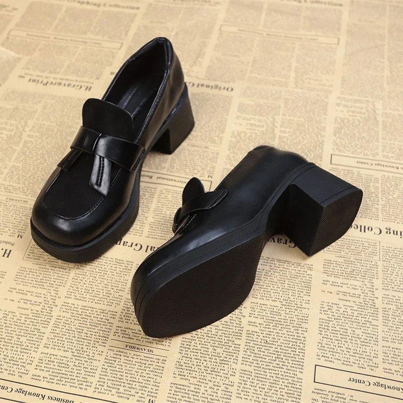 Shoes Sale Slip New on Autumn Womens Pumps Square Toe High Heels Water Proof Dress Work Fashion Platform Loafers 241014