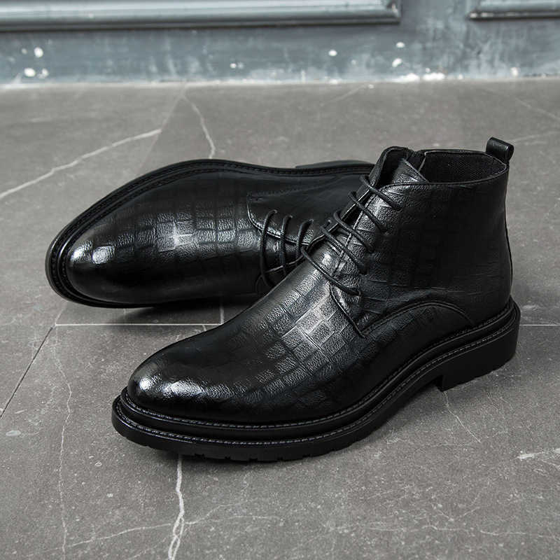 Martin Boot British Trendy Ankle Boots New Pointed Casual Leather Boots Business Mens Boots Short Boots Model Fashion Boots 240927