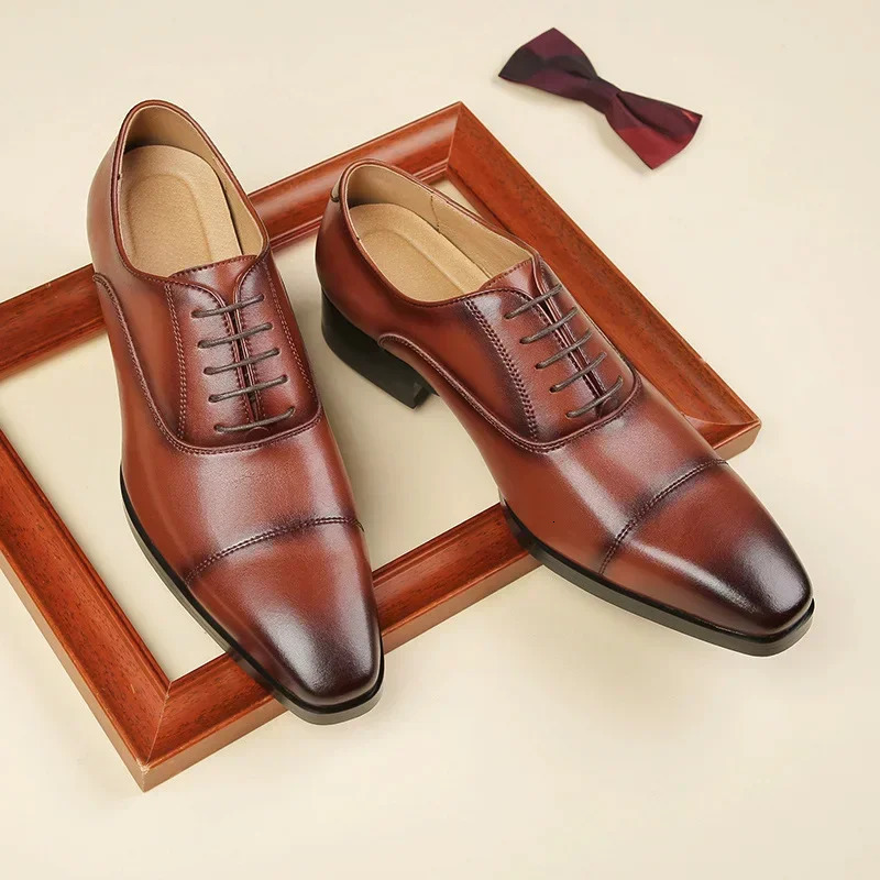 High Quality Italian Oxford Shoes for Men Genuine Leather Wedding Shoes Classic Square Toe Dress Shoes Plus Size 39-47 241014