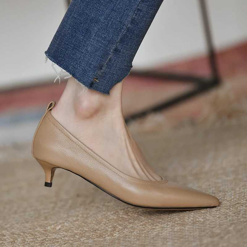 Low Heel Dress Shoes Pointed Slip-on Boat Shoes Solid Color Basic Pump Shoes Womens Office Fashion Simple High Heels High HeelsLX241014