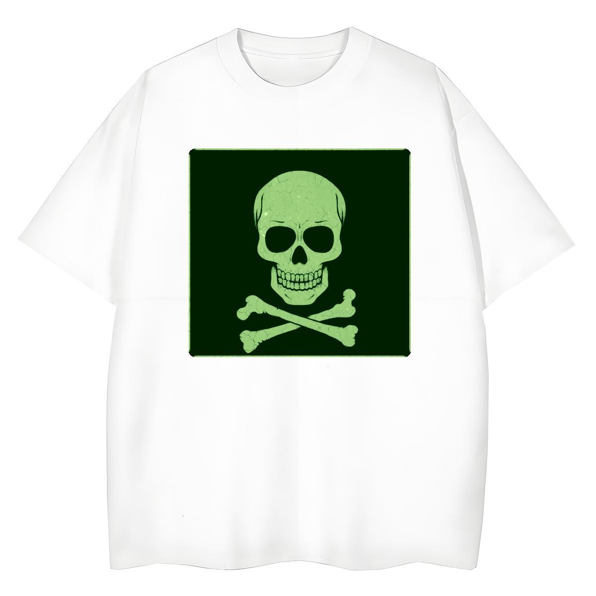 2024 Casual T-Shirts 100% Cotton 230g Round Neck Short Sleeve Beach skull Tshirt for Man Woman Loose Custom Printed Tee Shirt