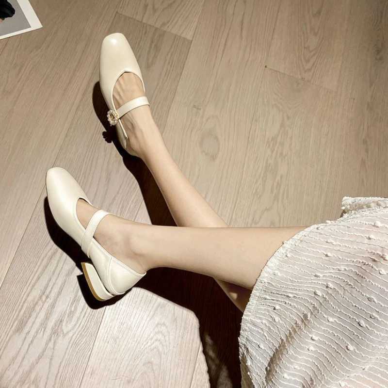 Ladies Summer Footwear Pearl Moccasins Shoes for Women 2024 Low Heel Elegant Japanese Style Lolita Mary Jane Square Toe White 39LX241014