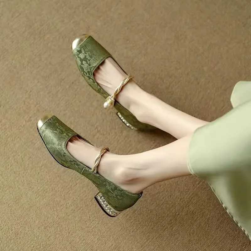 Shoes Female 2024 Fashion Square Toe Womens Pumps Autumn Shallow Mixed Colors Outdoor Casual Chunky Heels Office Ladies ShoesLX241014