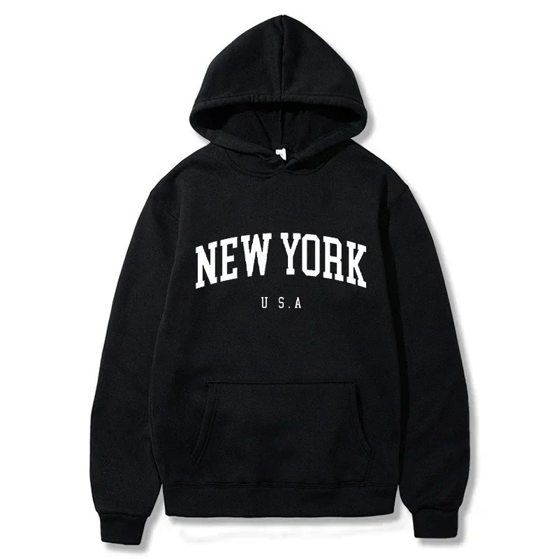 Men Women York USA City Hoodies Fashion Letter Printed Graphic Sweatshirts Loose Casual Harajuku Hooded Pullover Sportwear 241010
