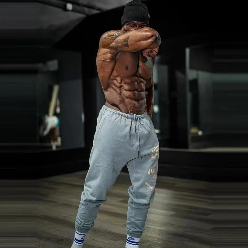 Mens Trousers Mens Sweatpants Fitness Pure Cotton Leggings Autumn and Winter Loose Printed Letters Casual Drawstring 241010