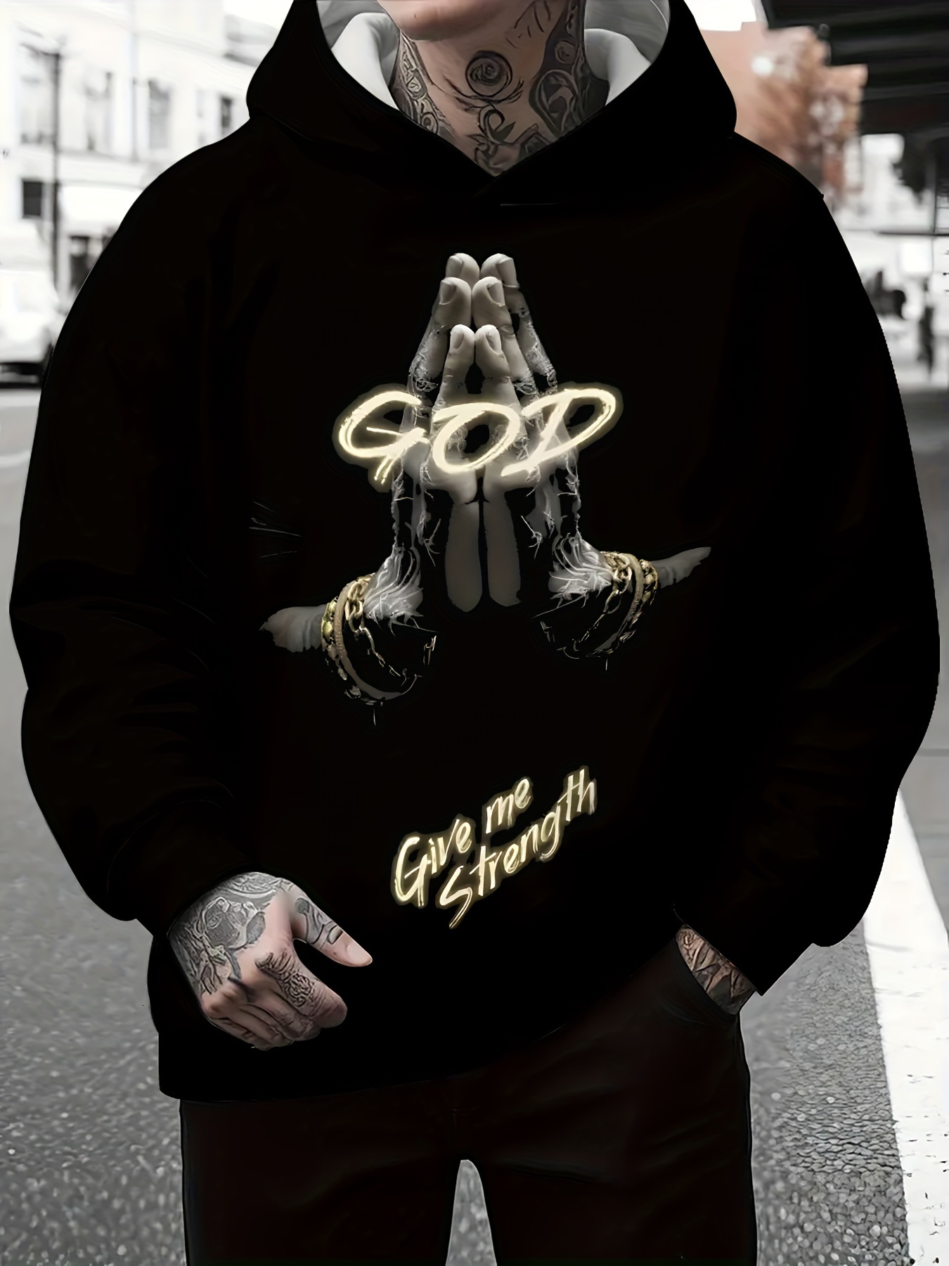 Men's 3D Printed Hoodie - Casual Pullover with Kangaroo Pocket, Long Sleeve, Polyester Blend, Perfect for High Design Sweatshirt