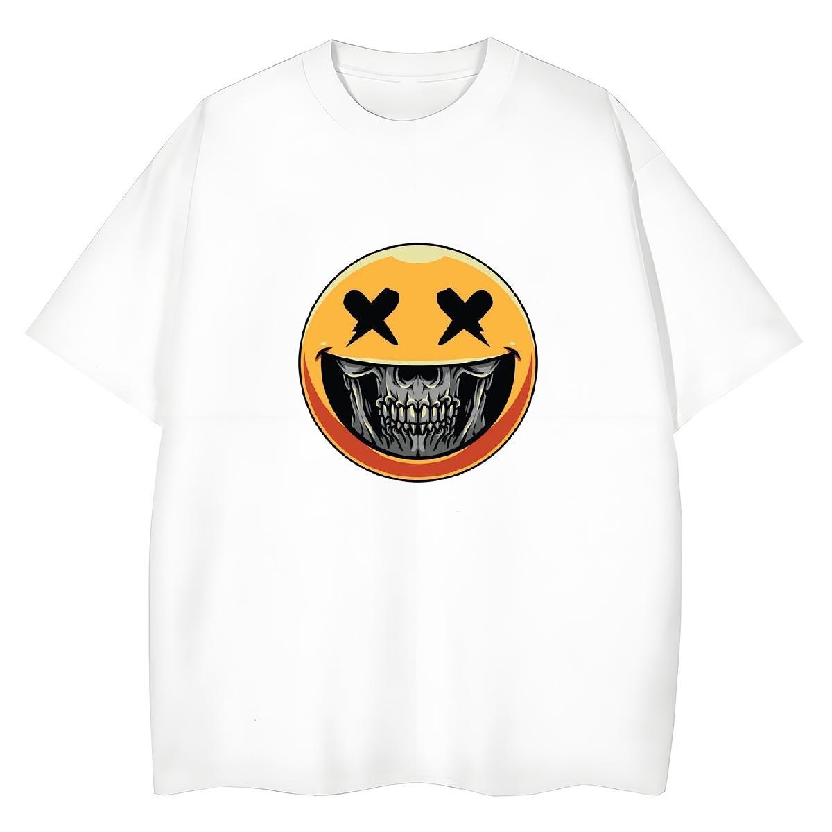 Casual New T Shirts Women 100% Cotton 230g O-Neck Short Sleeve Sports Street Wear skull Couples T Shirts Loose fit Floral Print Clothes Shirt