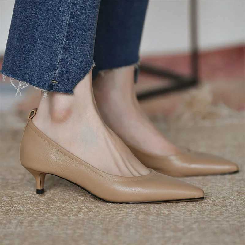 Low Heel Dress Shoes Pointed Slip-on Boat Shoes Solid Color Basic Pump Shoes Womens Office Fashion Simple High Heels High HeelsLX241014