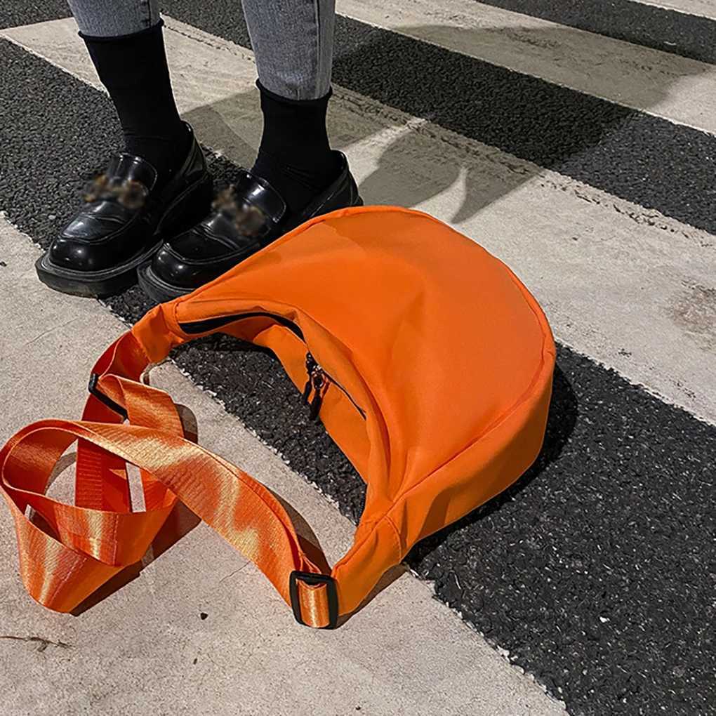 Casual Nylon Chest Stray Cross Bag Solid Color Womens Bag Waist Half Moon Belt Bag Fanny Bag Shoulder Bag Handbag M241014