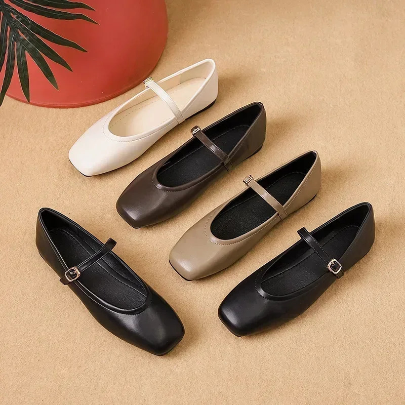 2025 new Women Flats Fashion Square Toe Shallow Mary Jane Soft Casual Ballet Sgback Shoes atillas Mujer 241014