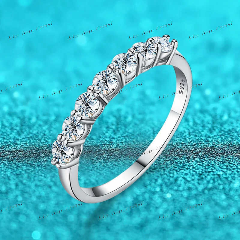 GRA Real Moissanite Rings 925 Sterling Silver Diamond Eternity Band Engagement Wedding Rings for Women New in Fine Jewelry