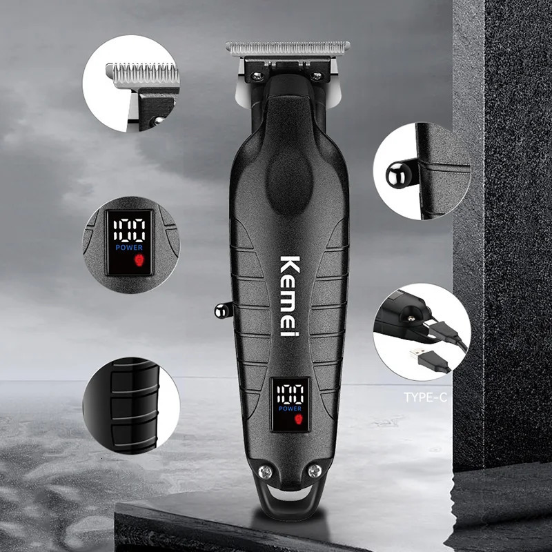 Kemei KM-2293 Hair Clipper Professional Electric Rechargeable Barber Trimmer Cordless Trimmer Type-c Zero Gapped Cutting 241014