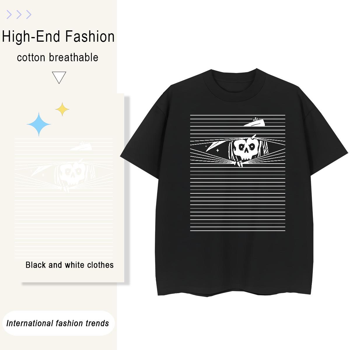 Factory Direct Womens T Shirts 230g 100% Cotton Breathable Short Sleeve Street skull Unisex Tshirts High quality Oversized Tops