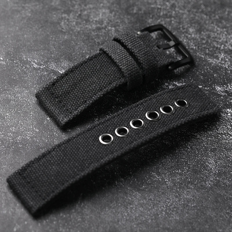 Handmade Thickened Canvas Watchband Rugged 20 22 24MM Soft Waterproof Watch Chain Blue Black Green Men Wearable Strap 241010