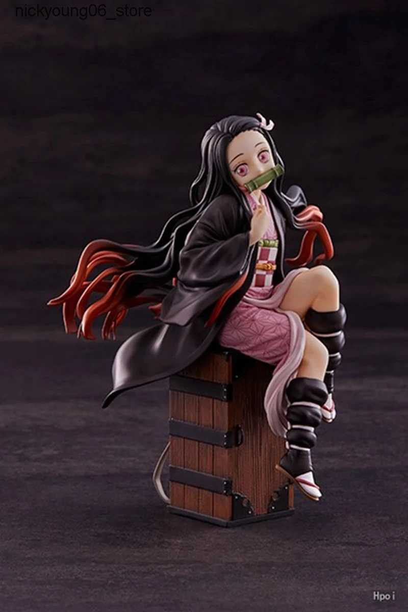 Action Toy Figures 15CM Demon Slayer Kamado Nezuko Sitting Model Toy PVC Figure Toy Gift Collection Box Decoration Desktop Collection Decoration L2409
