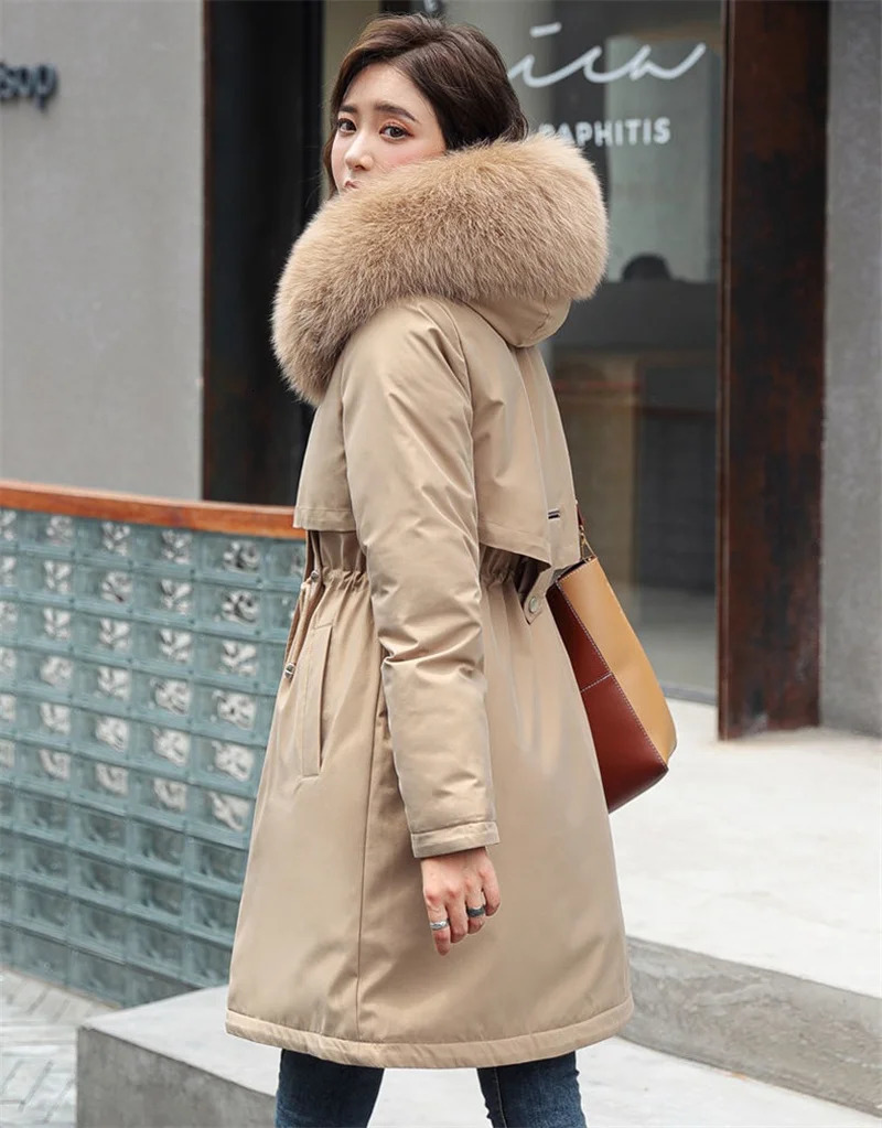 Plus Size Women Parka Winter Jacket 2024 Long Coat Wool Liner Hooded Jacket Clothes Fur Collar Thick Woman Padded Coat 241010