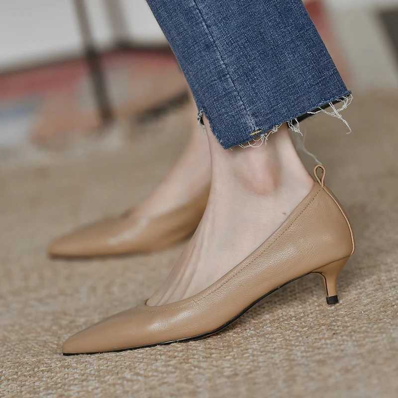 Low Heel Dress Shoes Pointed Slip-on Boat Shoes Solid Color Basic Pump Shoes Womens Office Fashion Simple High Heels High HeelsLX241014