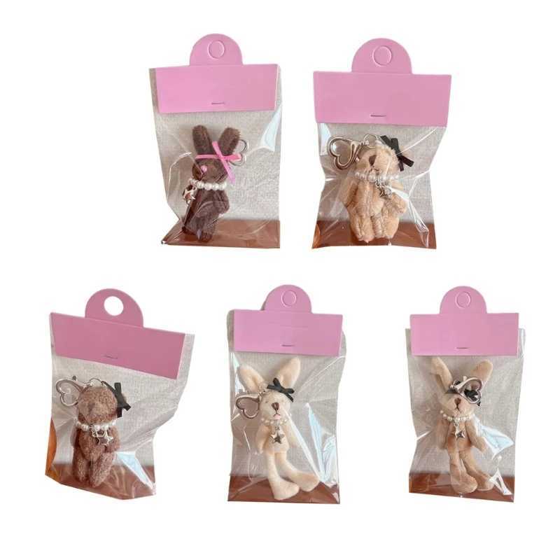Bow Rabbit Keychain Animal Bear Bag Charm Plush Keychain Y241014