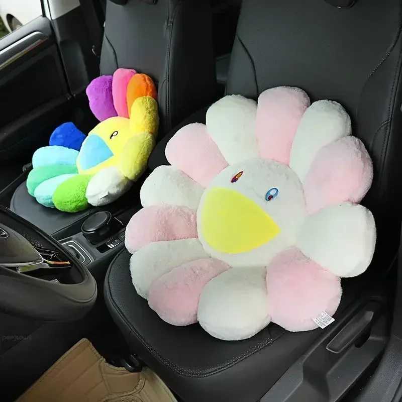 Creative Sunflower Filling Pad Plush Pillow Cute Smile Rainbow Sunflower Decorative Pillow Office Back Plush Pad W240819