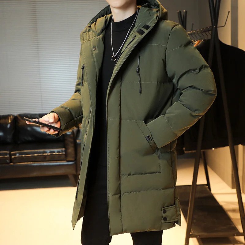 Winter mens long park warm jacket with wool lining hooded windproof jacket thick cotton pad park Plus size 8XL 241007