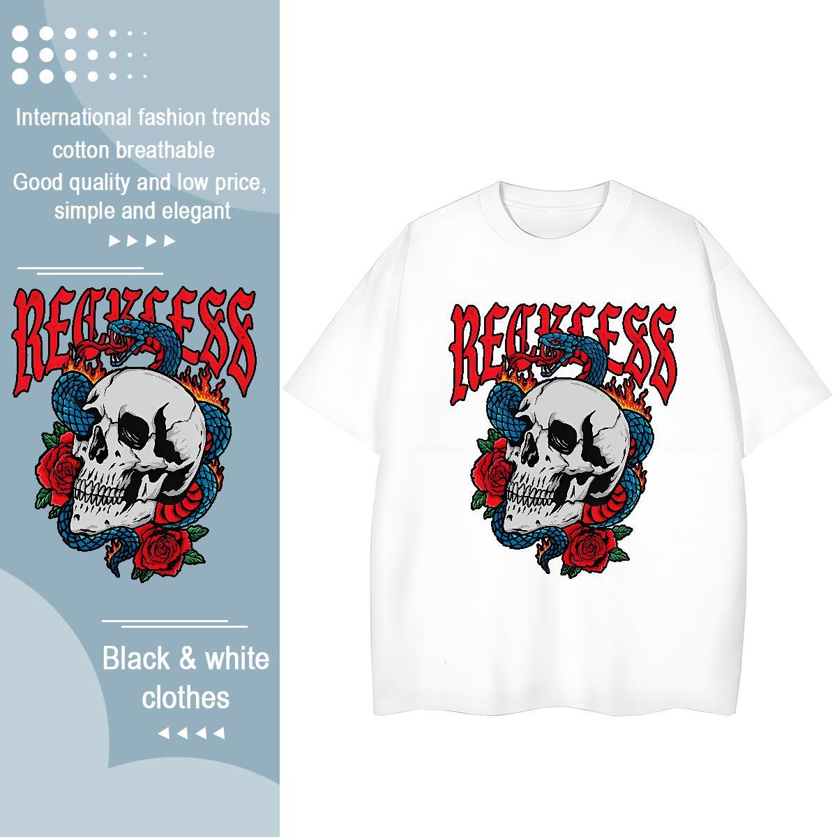 Stylist Women T Shirts 100% Cotton 230g Crew Neck Breathable Casual Beach skull Women Tshirts Wholesale Anime Tops Tees