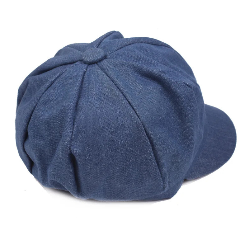 Korean Style Casual Denim sboy Caps Men Women Spring Summer Solid Color Octagonal Cap Retro Womens Beret Painter Cap 241009