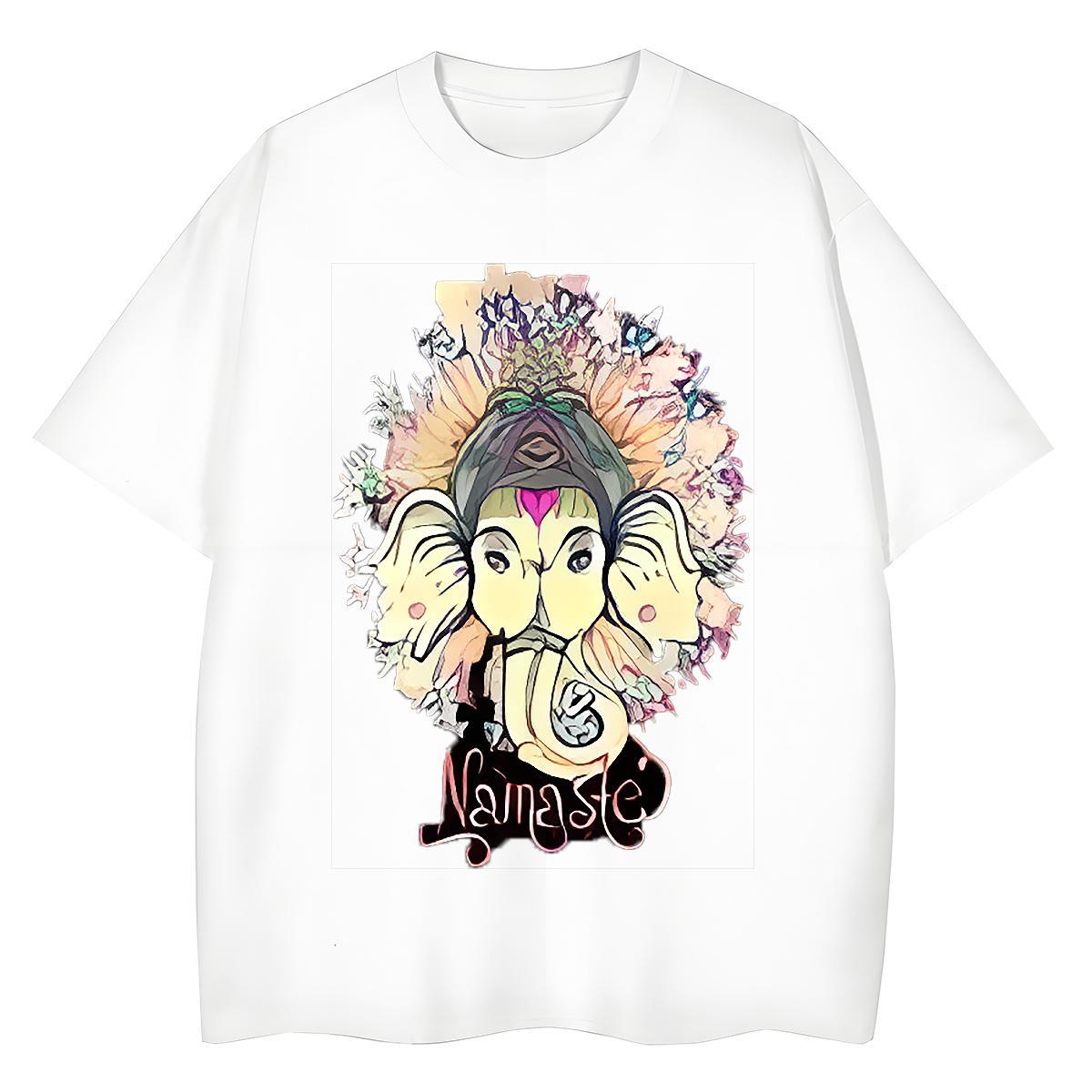 New Arrival T Shirts Women 230g 100% Cotton O-Neck Short Sleeve Outdoor Ganesha Lady T shirt Soft Oversized Tshirts