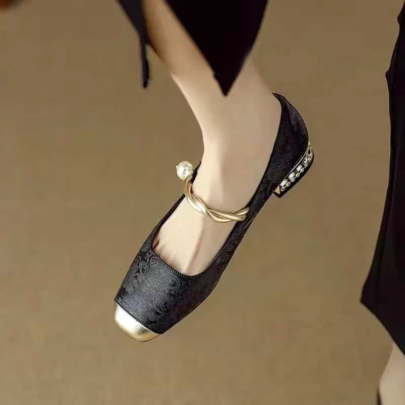 Shoes Female 2024 Fashion Square Toe Womens Pumps Autumn Shallow Mixed Colors Outdoor Casual Chunky Heels Office Ladies ShoesLX241014