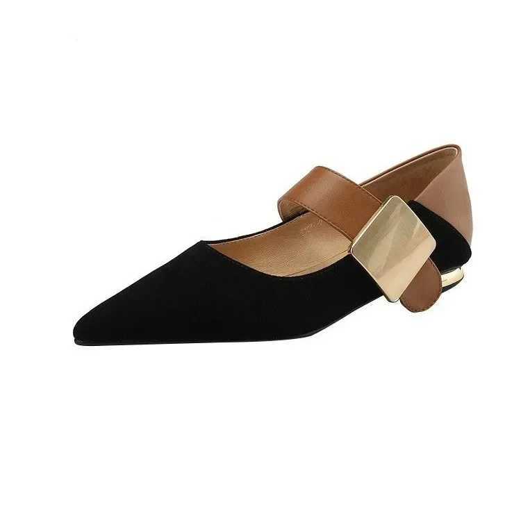 Women Nature Suede High Thick Heels SmallHut New 2024 Spring Black Apricot Square Toe Pumps Elegant Lady Metal Decoration ShoesLX241014