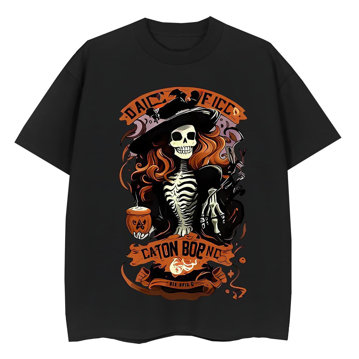 Fashion Womens T Shirts 230g Pure Cotton Breathable Crew Neck Casual skull Unisex Tshirts Popular Anime Wear