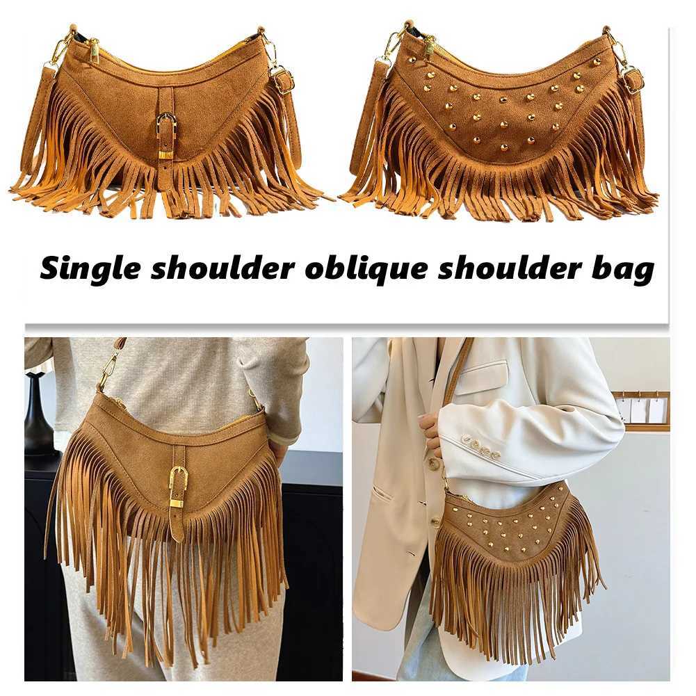 Ladies Suede Shoulder Bag with Interior Pocket Hobo Zipper Closure Messenger Retro Handbag for Work Travel 241014
