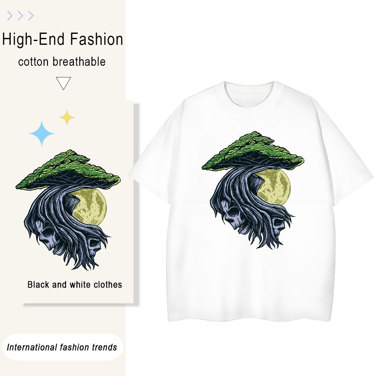 Factory Direct T Shirt For Woman 230g 100% Cotton Short Sleeve O-Neck Spring Summer skull Women Tshirts Popular Custom Cartoon Tops Shirt