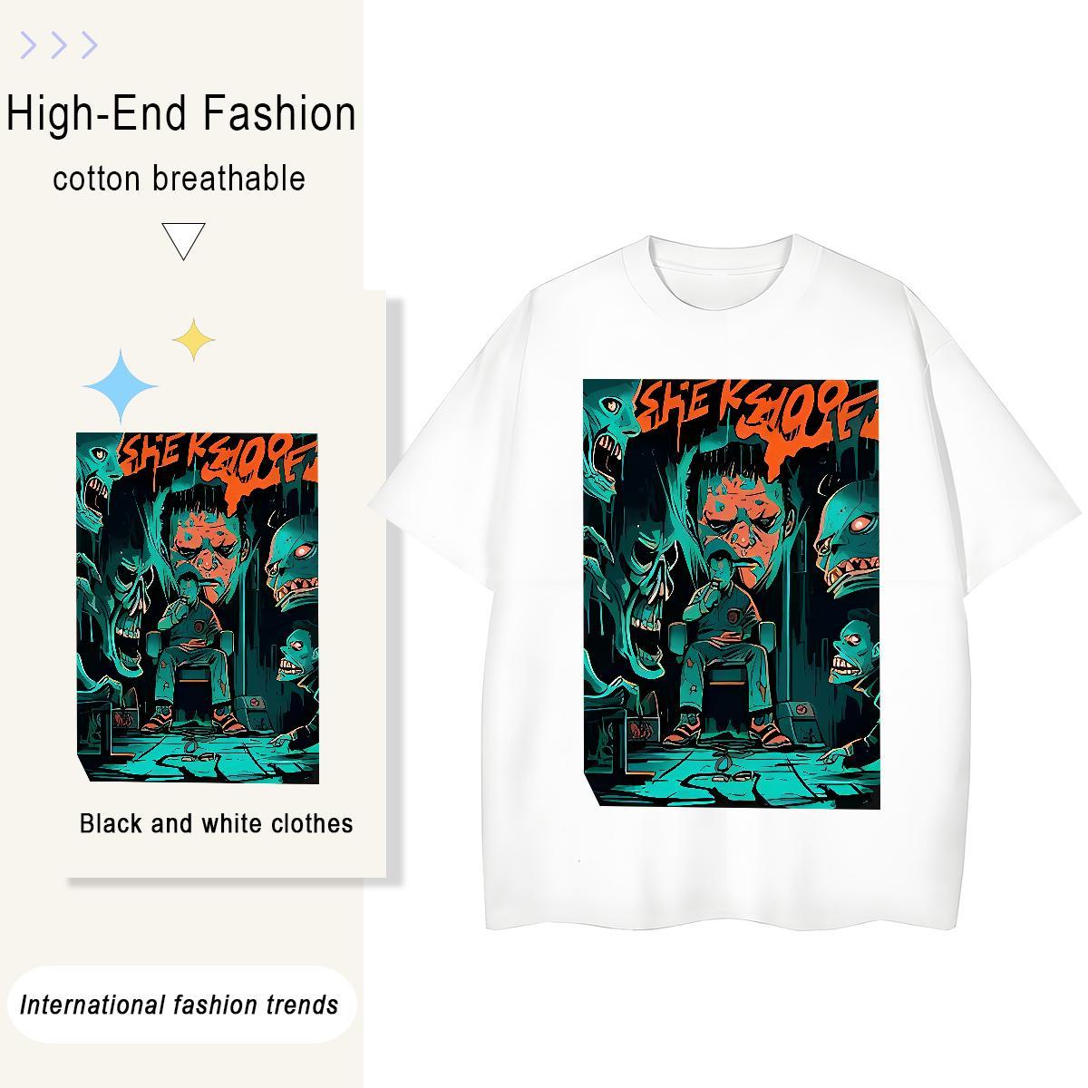 Factory Direct Woman T Shirts 230g Pure Cotton Breathable Crew Neck Spring Summer skull Woman Tshirt Female Oversized L-4XL Clothes Shirt